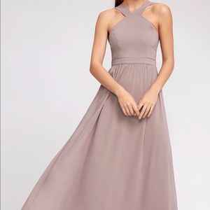 LuLus Taupe Maxi Dress